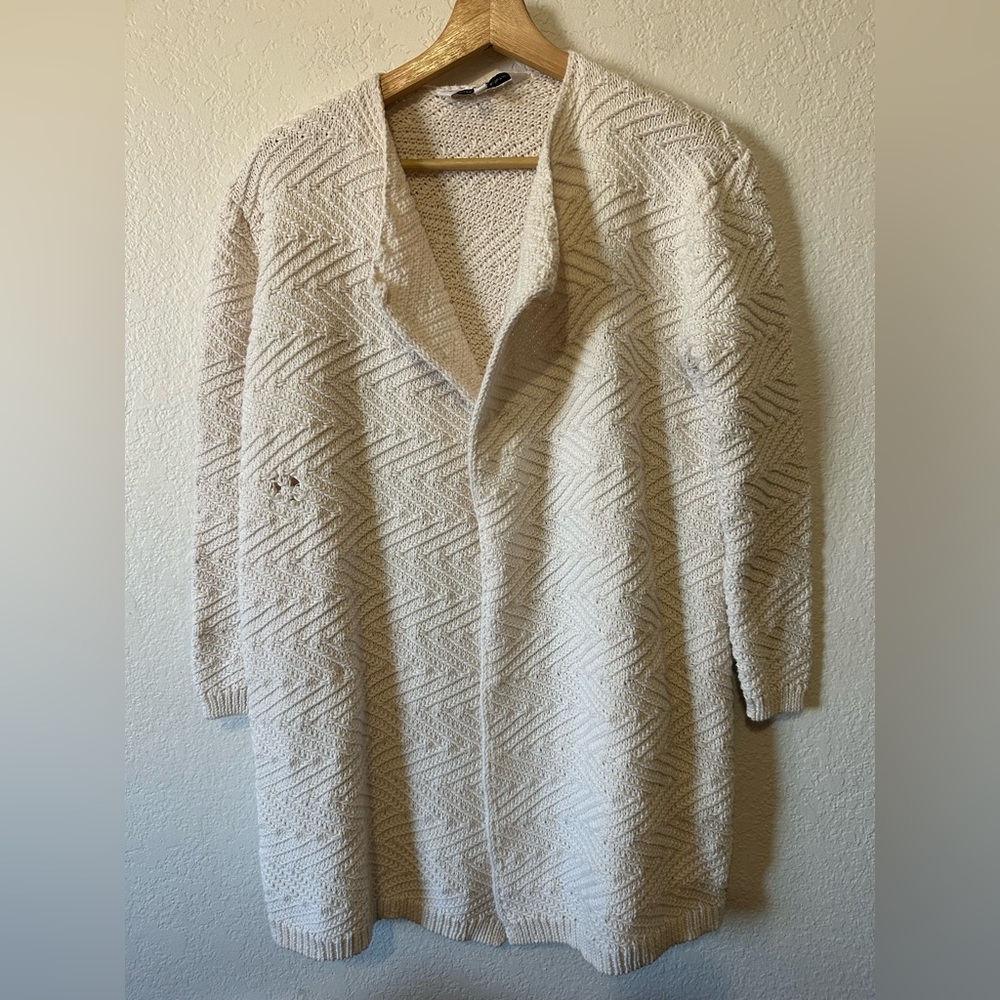 Cupcakes And Cashmere Knit Open Front Knit Cardigan In Cream - Size M